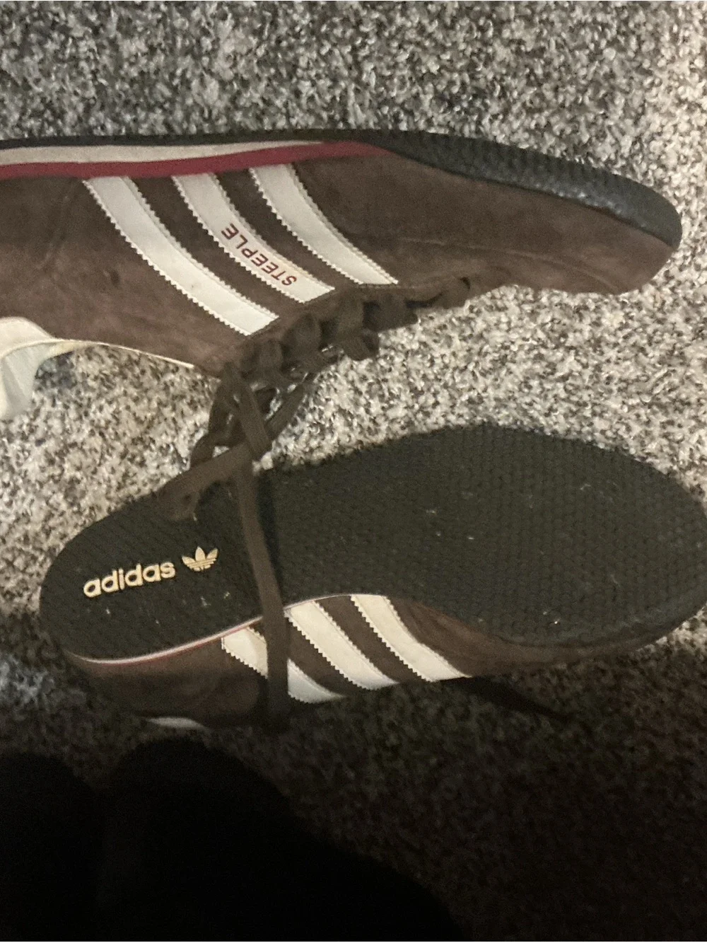 adidas Brown Suede Sneakers with Cream Stripes Steeple